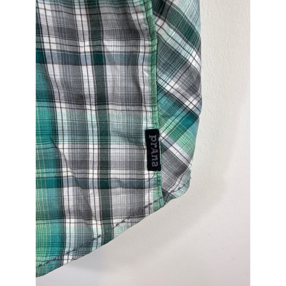 Prana Slim Fit Plaid Button Up Short Sleeve Casual Shirt‎ Men's Size Large - Picture 4 of 6